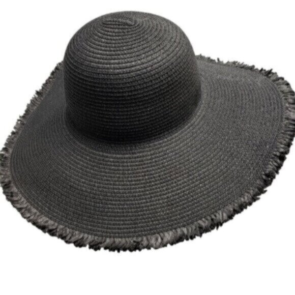 Torrid Black Paper Straw Beach Hat Floppy Small Medium - Picture 1 of 12